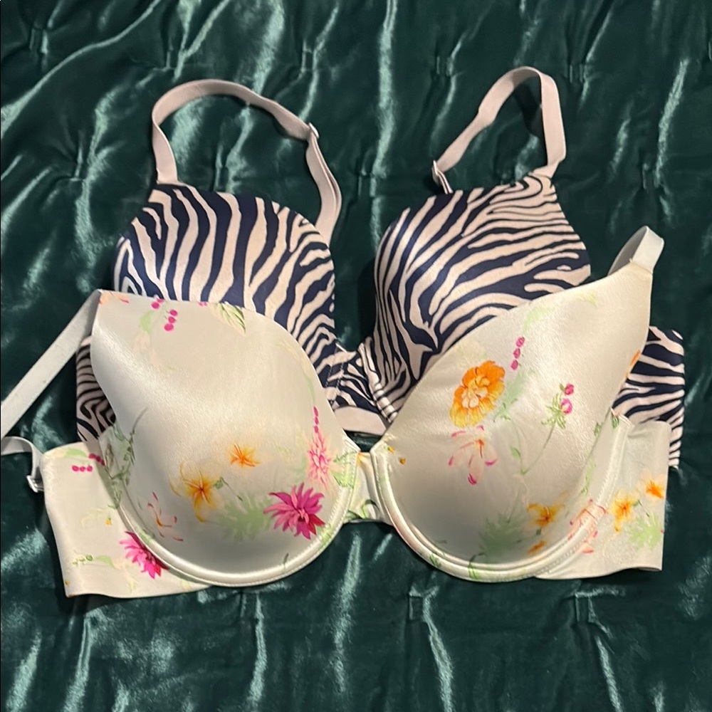 Floral and Zebra Print Bras